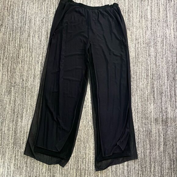 Womens Size XL Wide Leg Pants Black Pull On Elastic Sheer Lined Flowy USA NWOT - Picture 1 of 7
